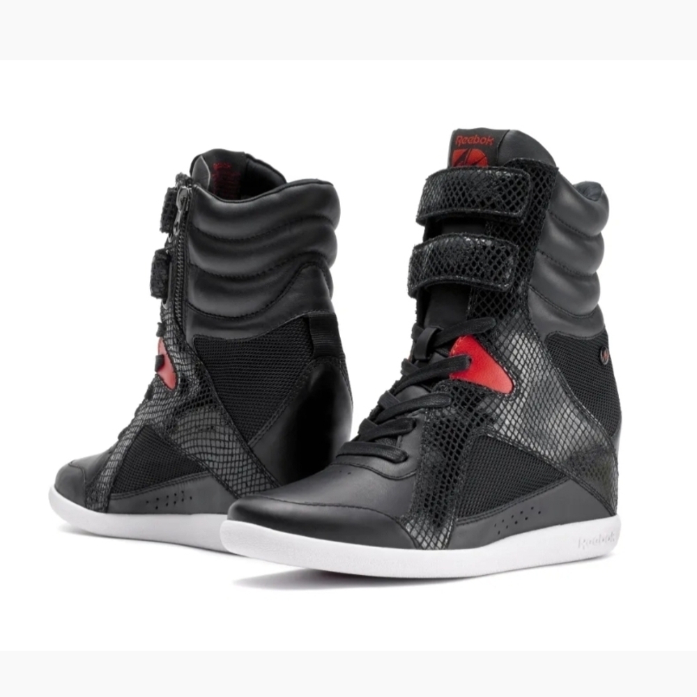 🖤 Reebok sz10 Alicia Keys limited A.Keys Wedge Black and Red High-Top Sneakers